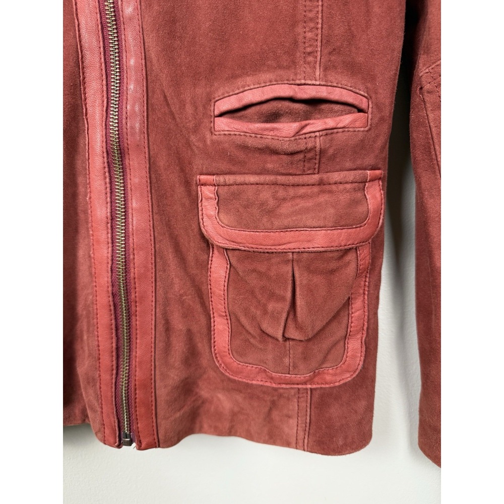 Vintage The Territory Ahead Red Suede Leather Jacket XS Boho Western Retro‎ Y2K - Picture 10 of 15